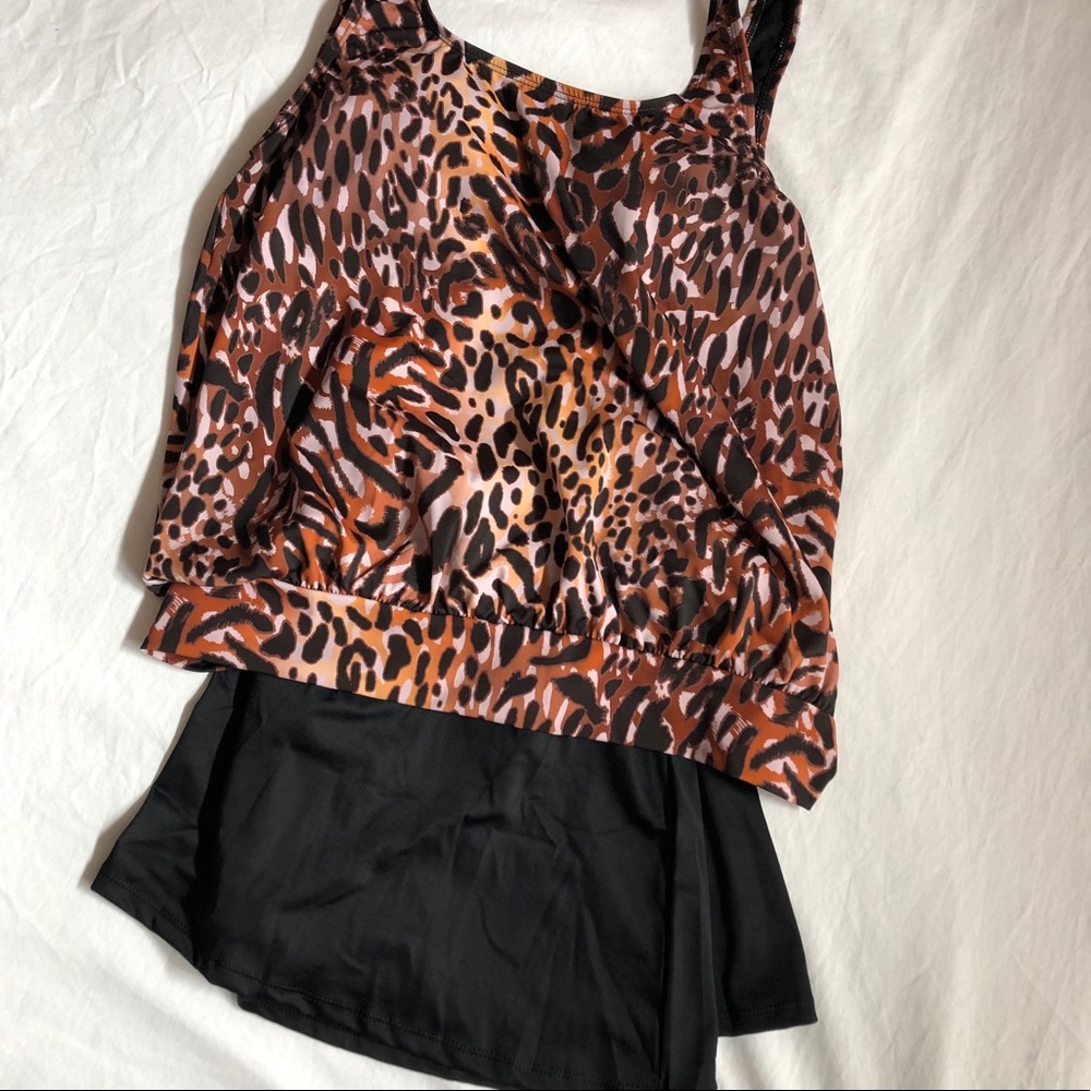 Side tie blouse tankini with skirt
